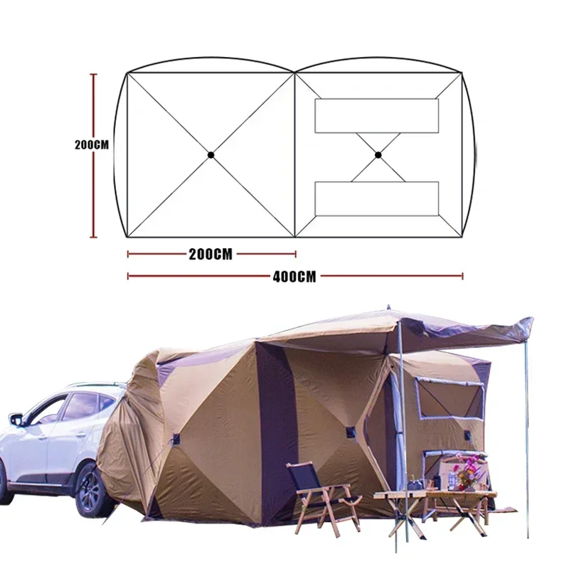 Customized high-quality car rear tent portable telescopic outdoor camping sunshade box car rear tent wholesale