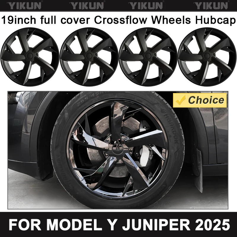 

4PCS 19 Inch Wheel Cover for Tesla Model Y Juniper 2025 Performance Crossflow Wheel Cap Auto Full Rim Car Accessories Hubcaps