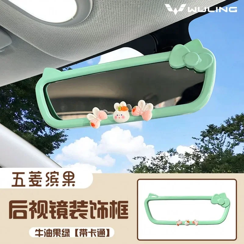 Kawaii sanrio anime hello kitty zum Wuling Bengo Spiegel dekorativen Rahmen niedlichen Cartoon Auto Innen dekorative Aufkleber Zubehör