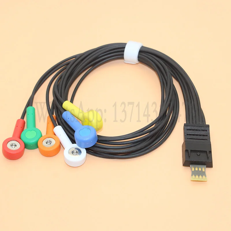 Compatibility Holter Recorder ECG 6-Lead Cable For Schiller MT-101 / MT-200 Monitor MF H5-2C Connector To 4.0 Snap.