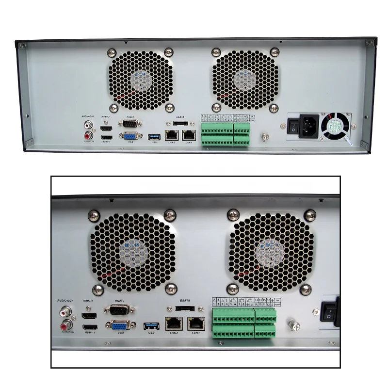 LS VISION H.265 64-канальный 256M полоса пропускания сигнализации IP-камера Сетевой видеорегистратор 1080P 3MP 5MP 64CH Nvr Поддержка 16 SATA/1 ESATA