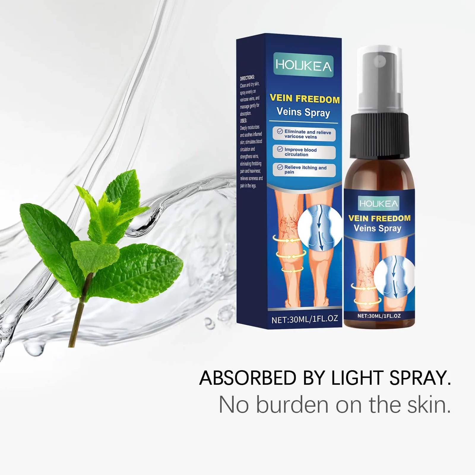 Spray per vene varicose Vasculite Flebite Trattamento ragno Allevia l'inconforto delle gambe Promuovere la circolazione sanguigna Vene Spray lenitivo