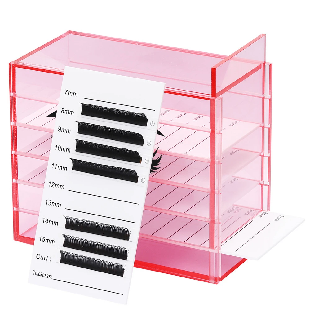 False Eyelashes Display Storage Box With Design 5 Layers Red/Transparent Acrylic Lash Tray Pallet Lash Artist Aecessaries Tools