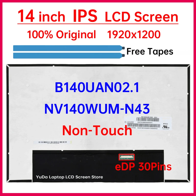 14 Inch Laptop LCD Screen NV140WUM-N43 B140UAN02.1 For Lenovo ThinkPad T14 T14s P14s Gen 3 Gen 4 Display Matrix Panel Non-Touch