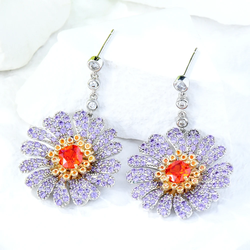 

Soramoore New Trendy Summer Original Bloom Purple Flower Earrings for Women Girl Daily High Quality Japanese Korean Accessories