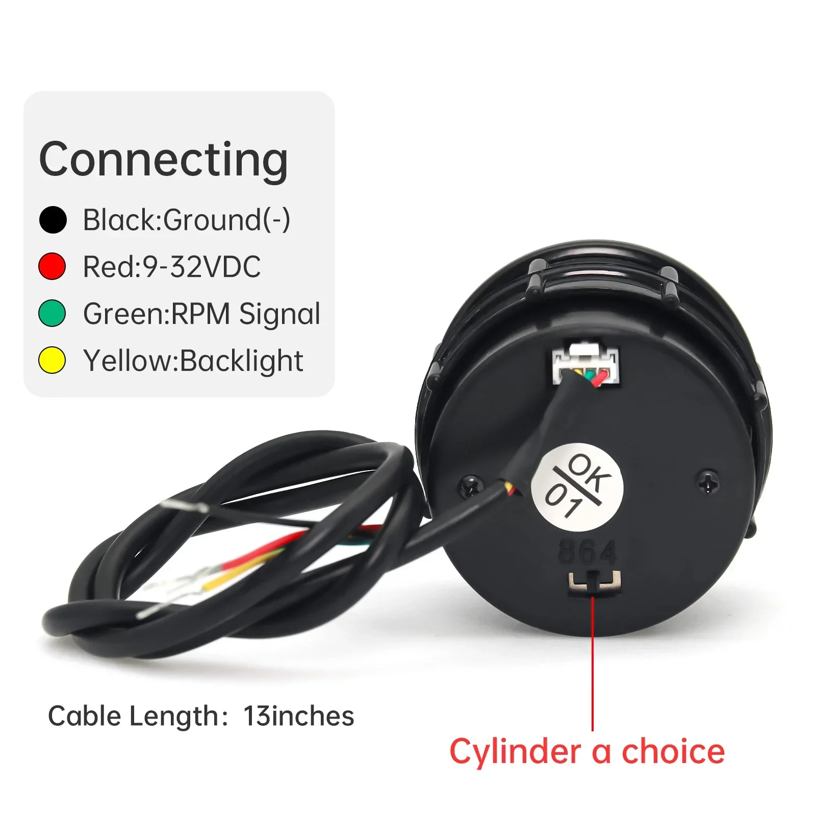 

0-10000RPM Tachometer 7 Colors Backlight Car RPM Tacho Meter Digital Pointer Gauge for 4/6/8 Cylinder Gasoline Enginee