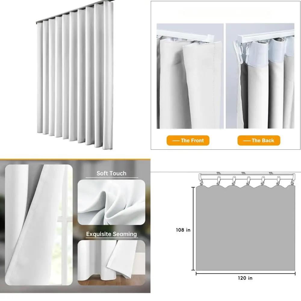 Blackout Room Divider Curtains with Hooks, Soundproof Floor Curtains, Ceiling Track System, Wall Mounted Divider Curtains