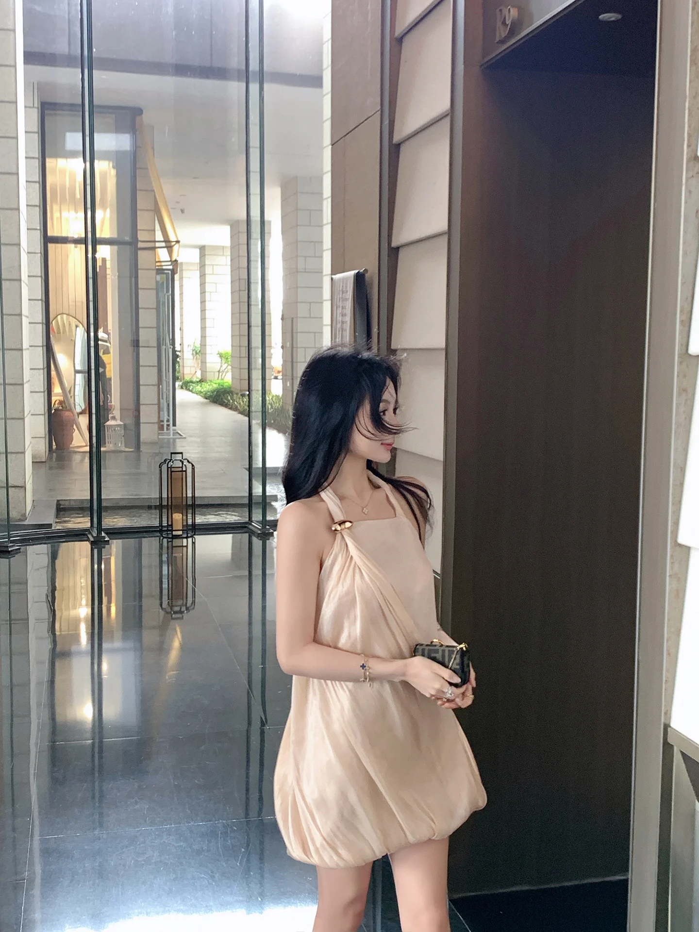 ZhouYeye Elegant Short Shoulder Bared Neckline Women's Dress Sweet Style Casual Loose Fit Summer New Arrival Beautiful  D...