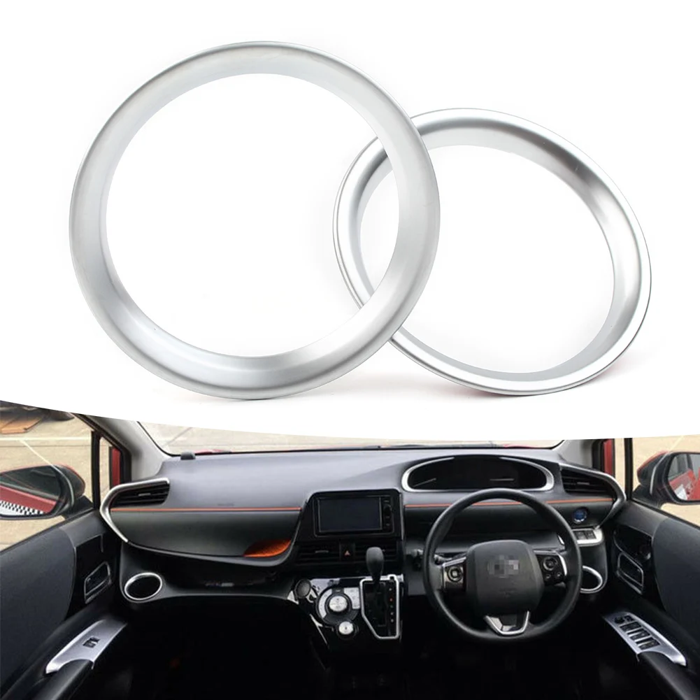 2Pcs Chrome ABS Car Front Console Cup Holder Ring Decoration Trims For Toyota Sienta 2016 2017 2018 RHD Only