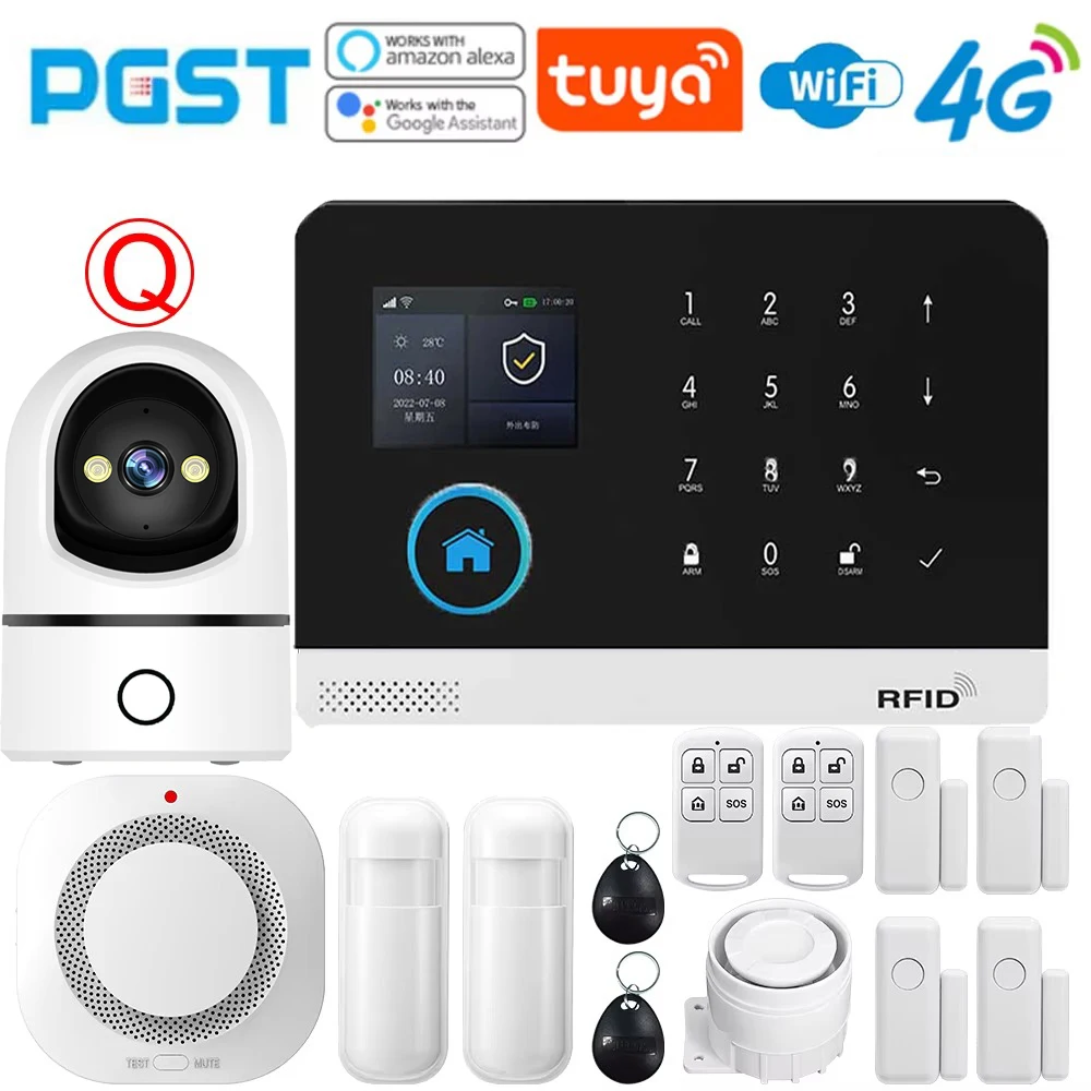 PGST-103 Graffiti Alarm System, 4G Secure Home WiFi Smart Home Alarm, Wireless Security System Device, Controlled by Smart Life