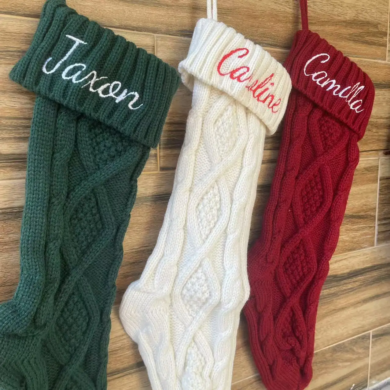 

Custom Made Knitted Socks Personalized Christmas Gift Bag Decorative Stocking Embroidery Name New Year Christmas Pendant Socks