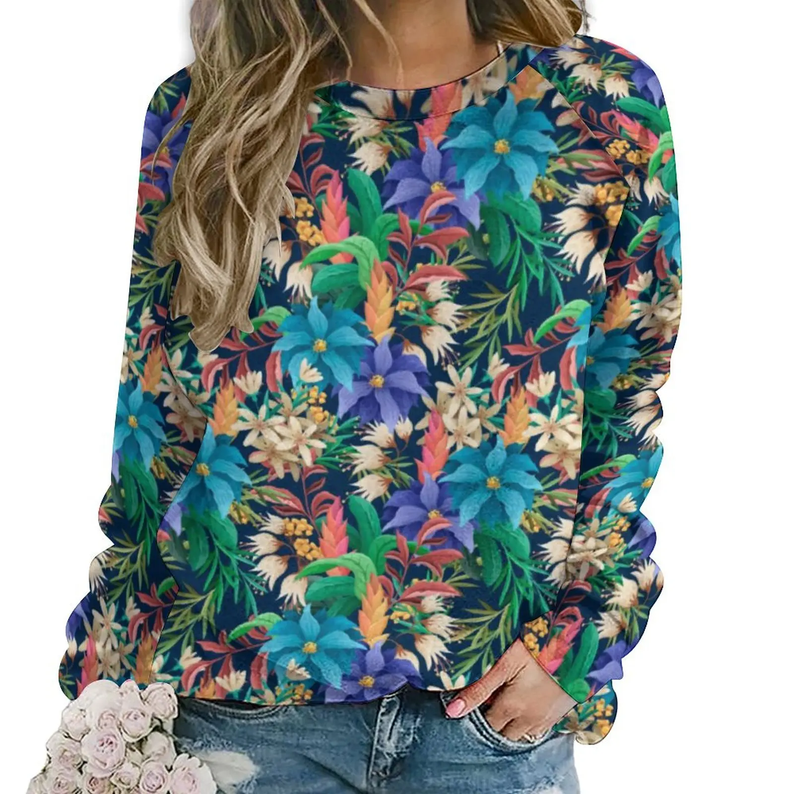 Tropical Floral Hoodies Women Long-Sleeve Hawaiian Designs Trendy Casual Hoodie Hot Sale Classic Oversize Printed Sweatshirts