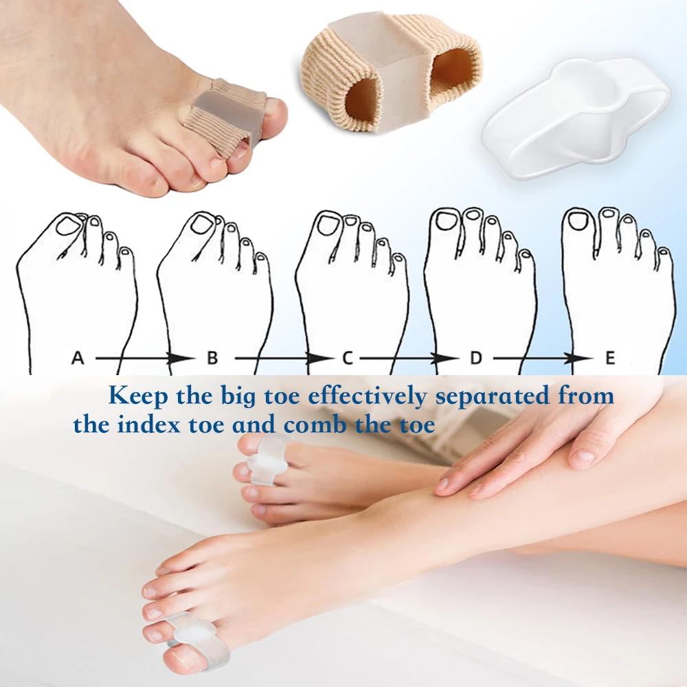 2 Pairs Toe Separator Hallux Valgus Bunion Corrector Orthotics Feet Bone Thumb Adjuster Correction Pedicure Feet Straightener