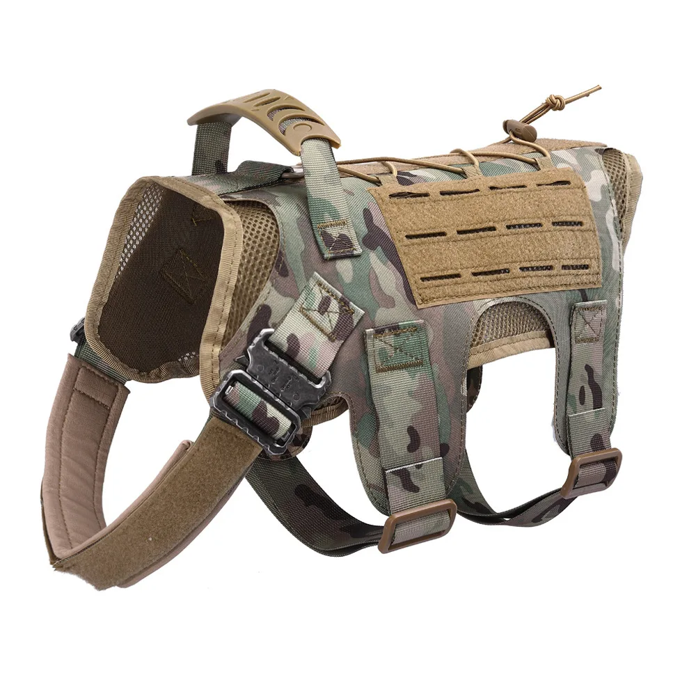 

Tactical Dog Harness Vest With 2 Pouches Escape Proof Harness No Pulling K9 Working Training Pet Vest for Medium Large Dogs