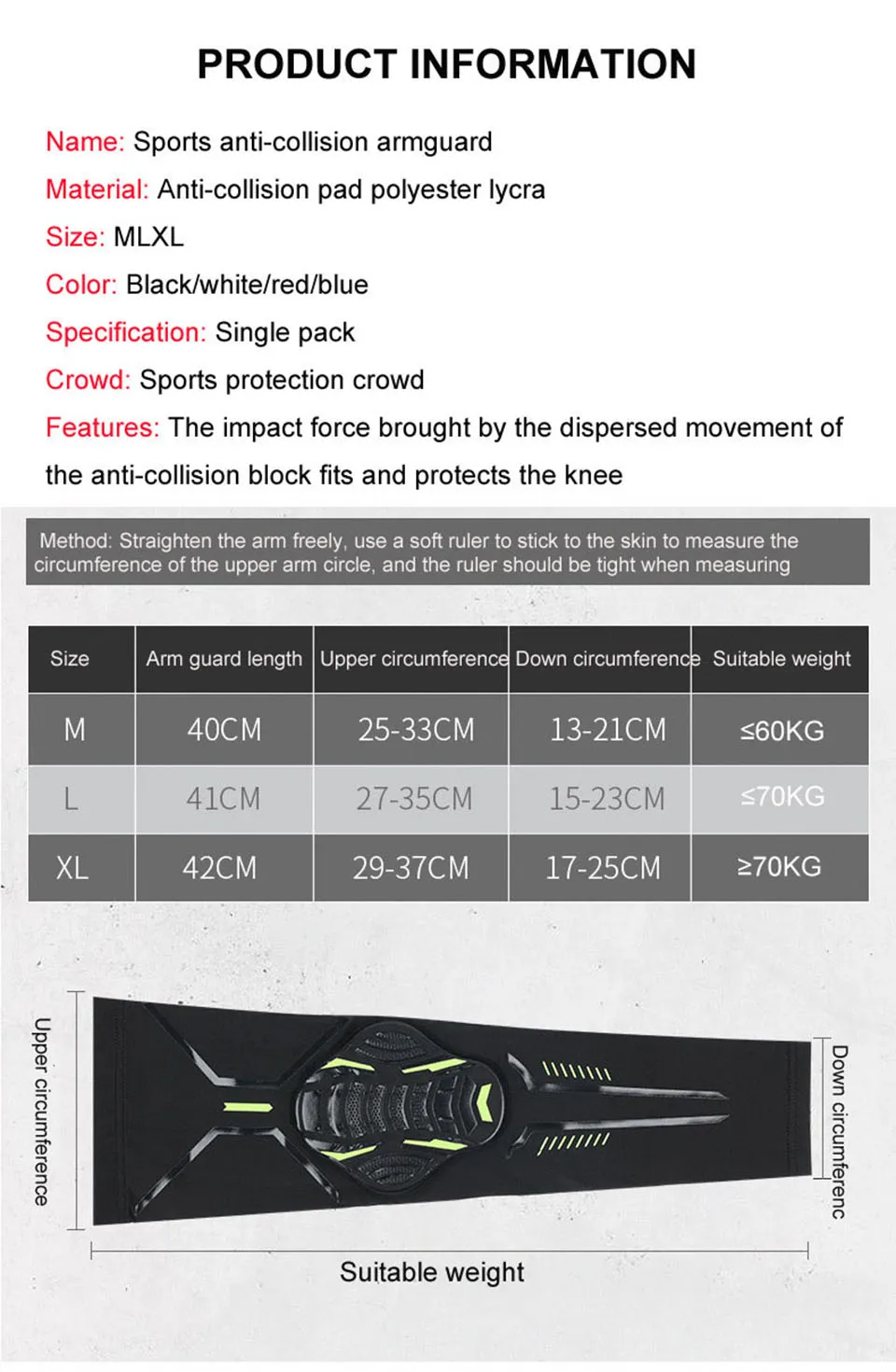 GTUBIKE 1 Stück elastische Basketball-Ellbogen- und Armprotektoren, stoßdämpfende Waben-Ellbogenschützer für Lauf- und Radsport – Detail 8