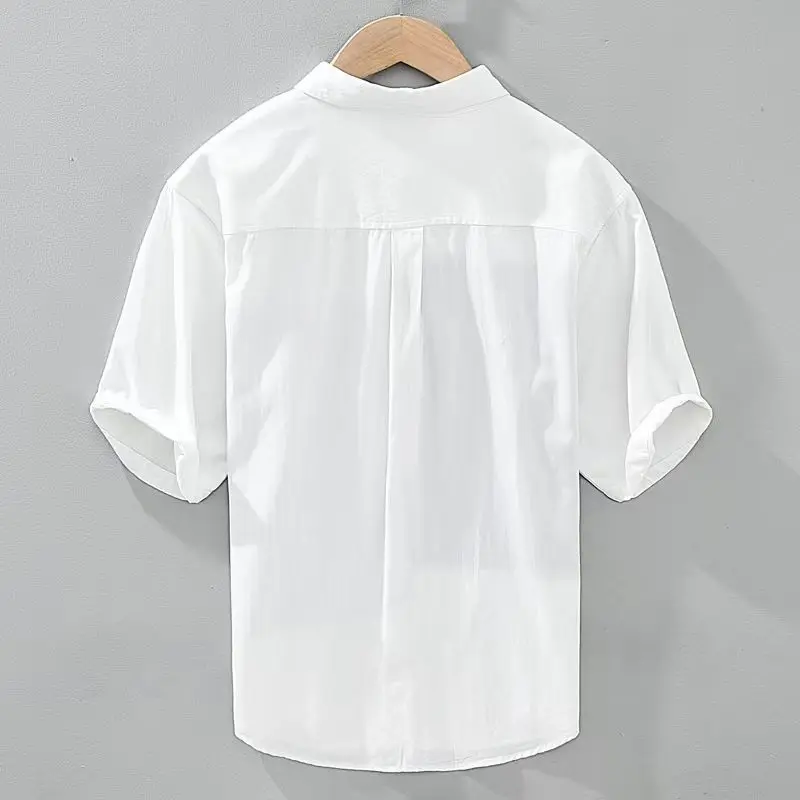 Fresh Leisure Splicing Stripe Handsome Trend Loose Simplicity Commute Generous Versatile Men\'s Shirt Short Sleeved Summer 2024