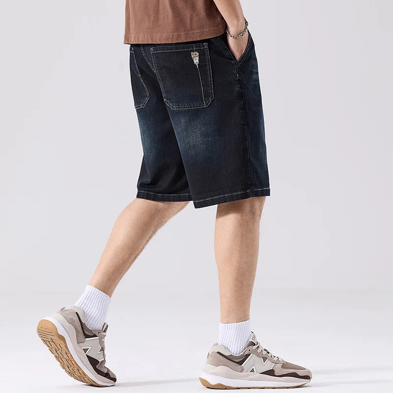 Men Big and Tall Denim Shorts 6XL 7XL 8XL Relaxed Fit Stretch Jean Bermuda Comfy Summer Loose Wide Leg Lightweight Half Trousers view 3