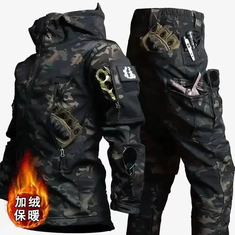 Outdoor Work Soft Shell Windproof Waterproof Cold Resistant Wool Tactical Set with Affordable Prices for Work Pants and Jackets