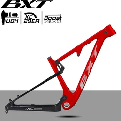 BXT 29er Full Suspension Boost Frame, Carbon Fiber MTB Frameset UDH hanger, Boost 148x12mm, Travel 100mm-120mm