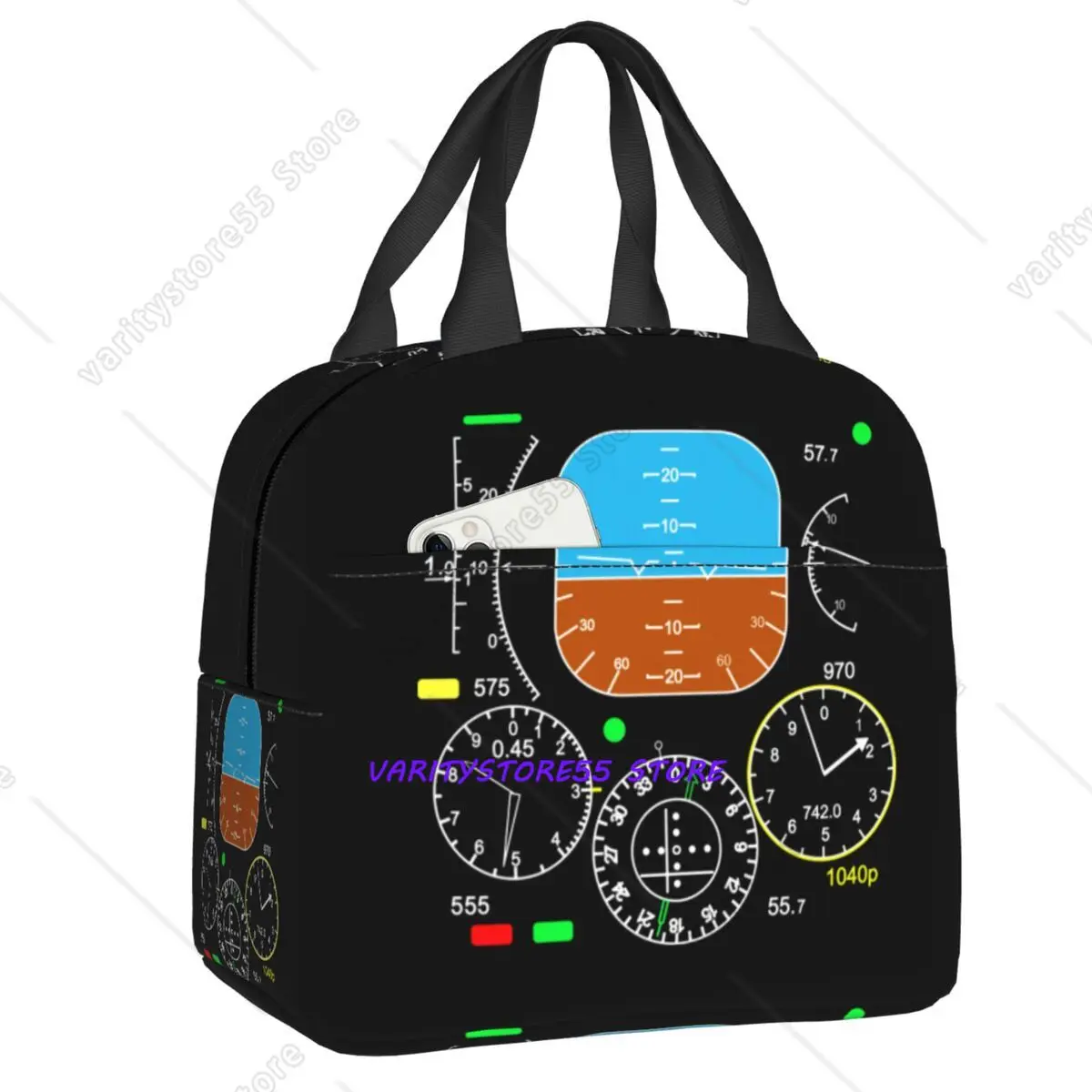 Airplane Cockpit Control Panel Resuable Lunch Box Leakproof Aircraft Pilot Aviator Plane Cooler Thermal Food Insulated Lunch Bag
