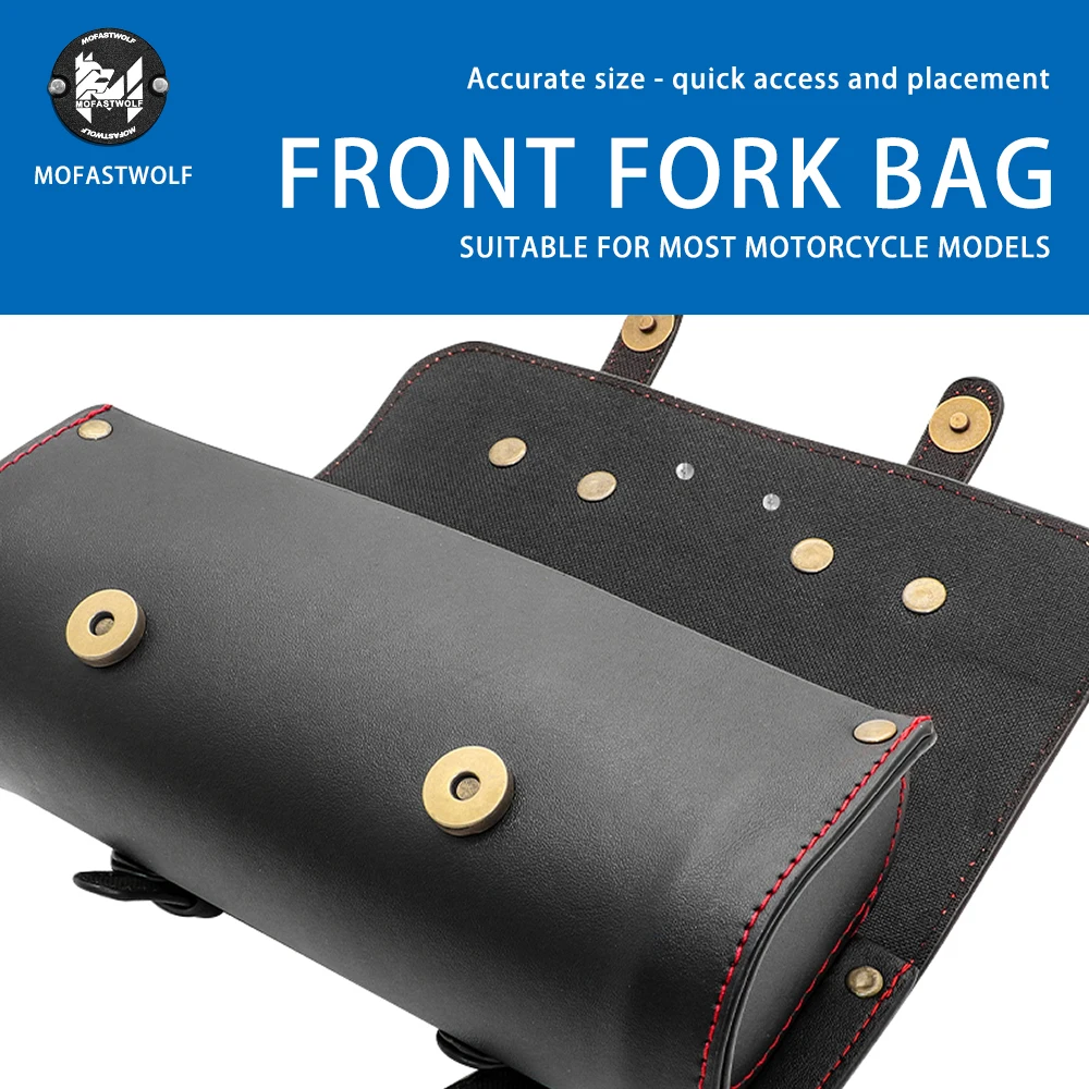Vintage Round Roll PU Leather Motorcycle Side Tool Bag Handlebar Storage Pouch for E-bike & Motorbike