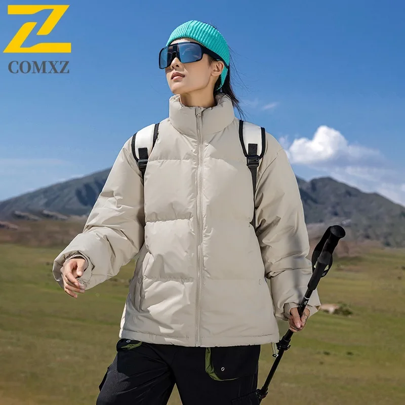 

COMXZ Premium Men Down Jacket Hood Outdoor Mountaineering Thickened Warm Parka Fashion Camping Comfortable Windproof Winter Coat
