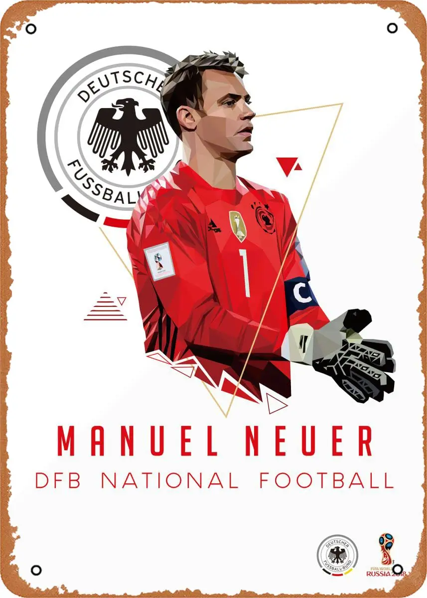 Manuel Neuer LowpolyArt Metal Tin Sign 8 x 12 in Lowpolyart Vintage Poster Man Cave Decorative