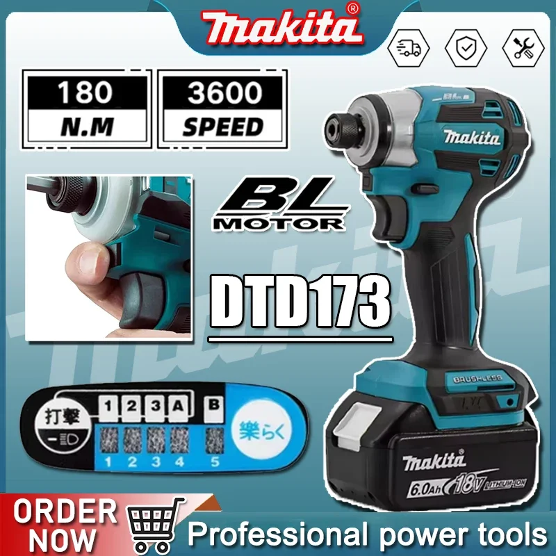 

Makita DTD173 Brushless Electric Screwdriver Auto Repair Impact Screwdriver Batch 220N.m Electric Driver Tools For Makita 18V