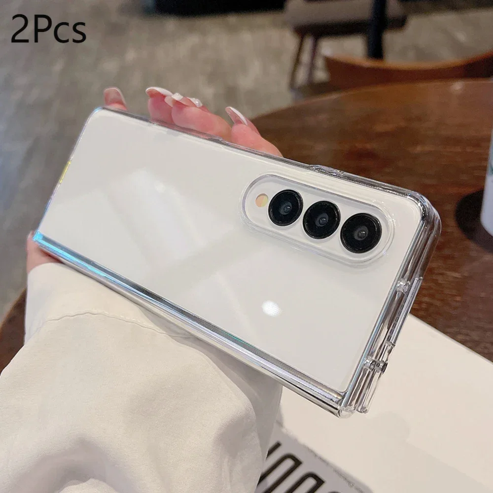 

2pcs Acrylic Transparent Phone Case For Samsung Galaxy Z Fold 6 5 4 3 Fold5 ZFold5 Fold6 Fold3 Shockproof Protective Hard Back C