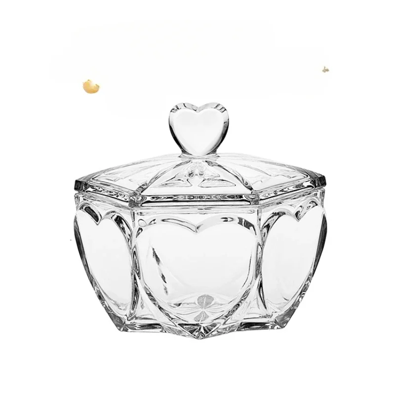 Crystal Jewelry Storage Box Heart-Shaped Glass Sugar Bowl Storage Jar Luxury Gift