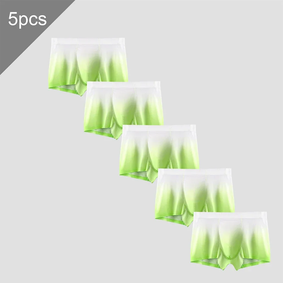 

Мужское антибактериальное нижнее белье из ледяного шелка, 5 шт., летние тонкие боксеры, сексуальные спортивные дышащие шорты с четырьмя карманами