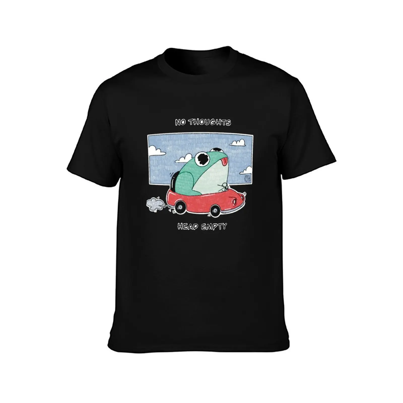 Frog In Car (No Thoughts Head Empty) T-Shirt t shirts for man cotton funny T-Shirt