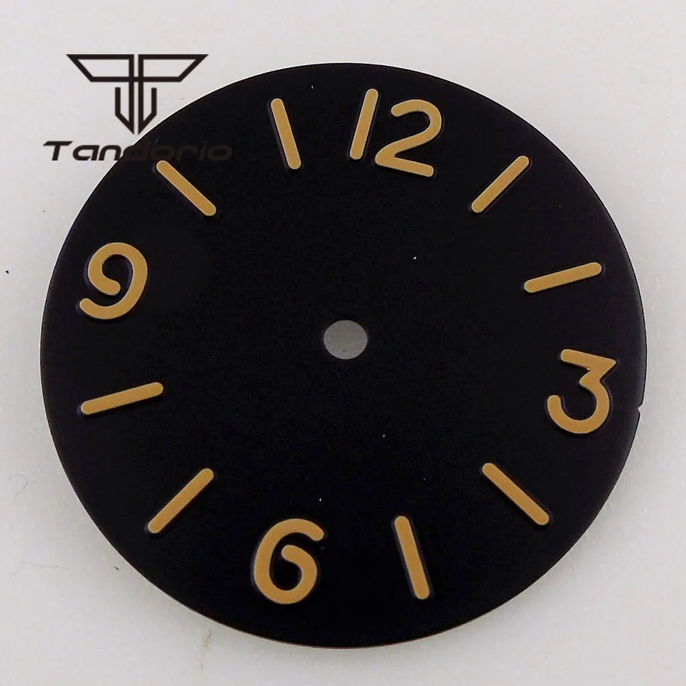 34.3mm Black Sandwich Watch Dial Face Luminous Markers Hands Set Fit ETA6497 6498 ST3600 3620 Hand Winding Movement