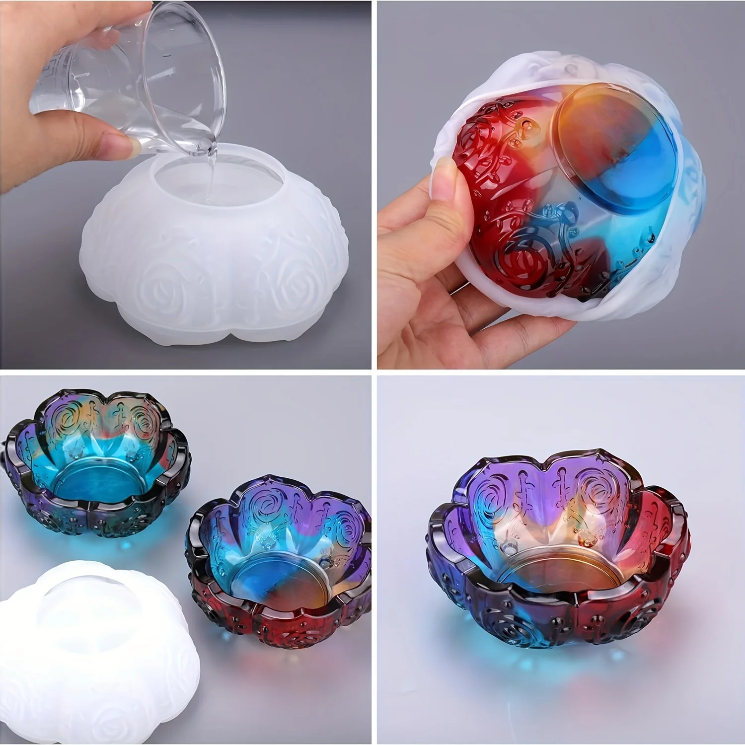 قطعة واحدة - قالب شمعدان من راتينج مصباح شاي اللوتس من السيليكون، مناسب لرفوف المجوهرات التي تصنعها بنفسك، وحاويات الإكسسوارات، وديكور المنزل #5