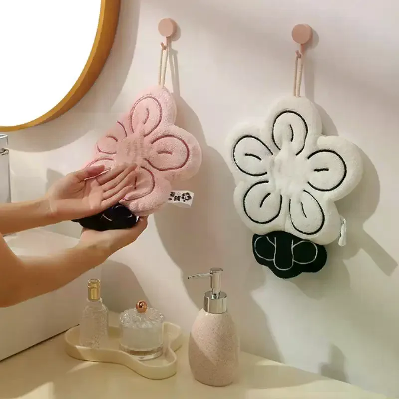 Asciugamano floreale appeso in tessuto spesso altamente assorbente per cucina, bagno, design carino, senza odori, asciugatura rapida