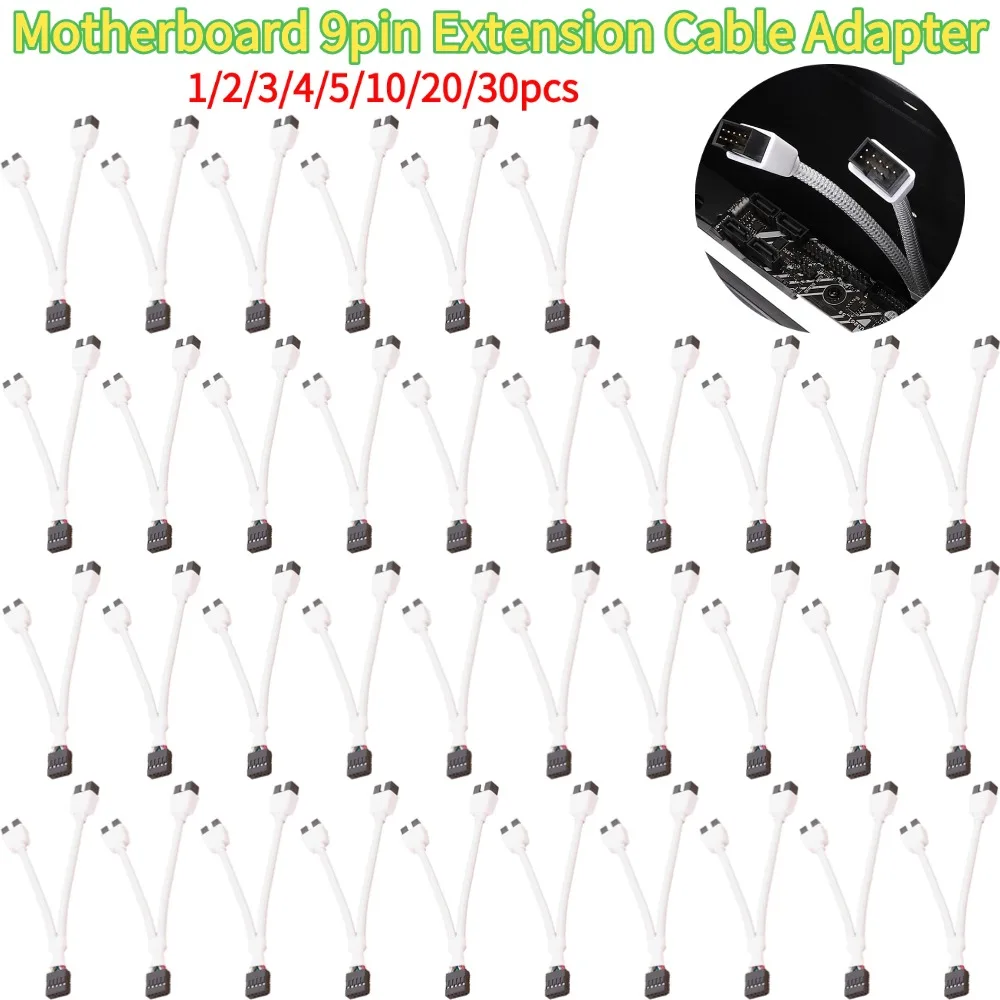 12cm Computer Motherboard USB Extension Cable 9 Pin 1 Female To 2 Male Y Splitter Audio HD Extension Cable USB2.0 HUB Connector