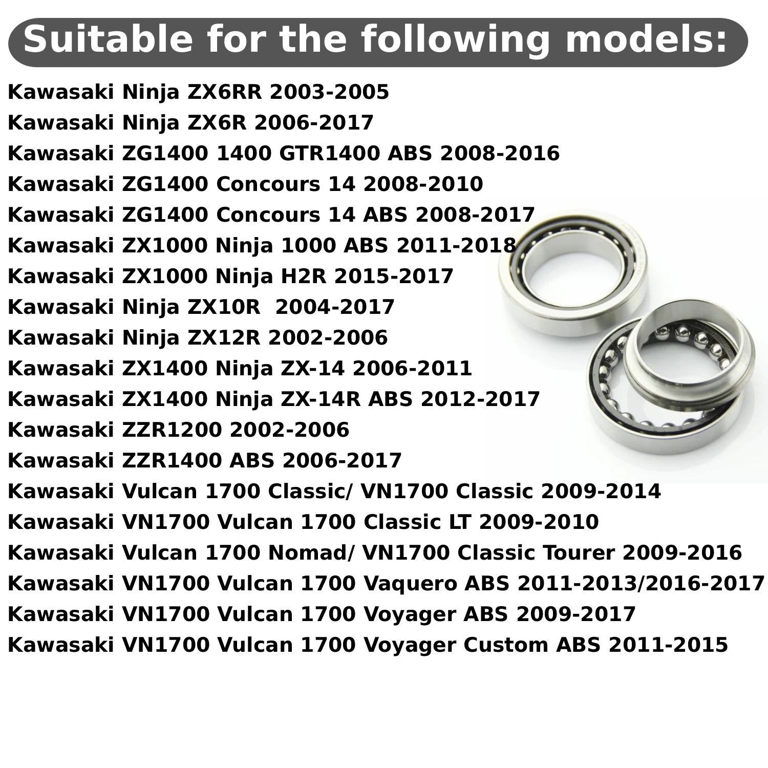 Steering Stem Bearing Head Pipe Kit For Kawasaki ZR750 Z750S Z750 Z750R ZR800 EN650 ZR900 ZR1000 Z1000 ABS 92116-1072 92045-1384