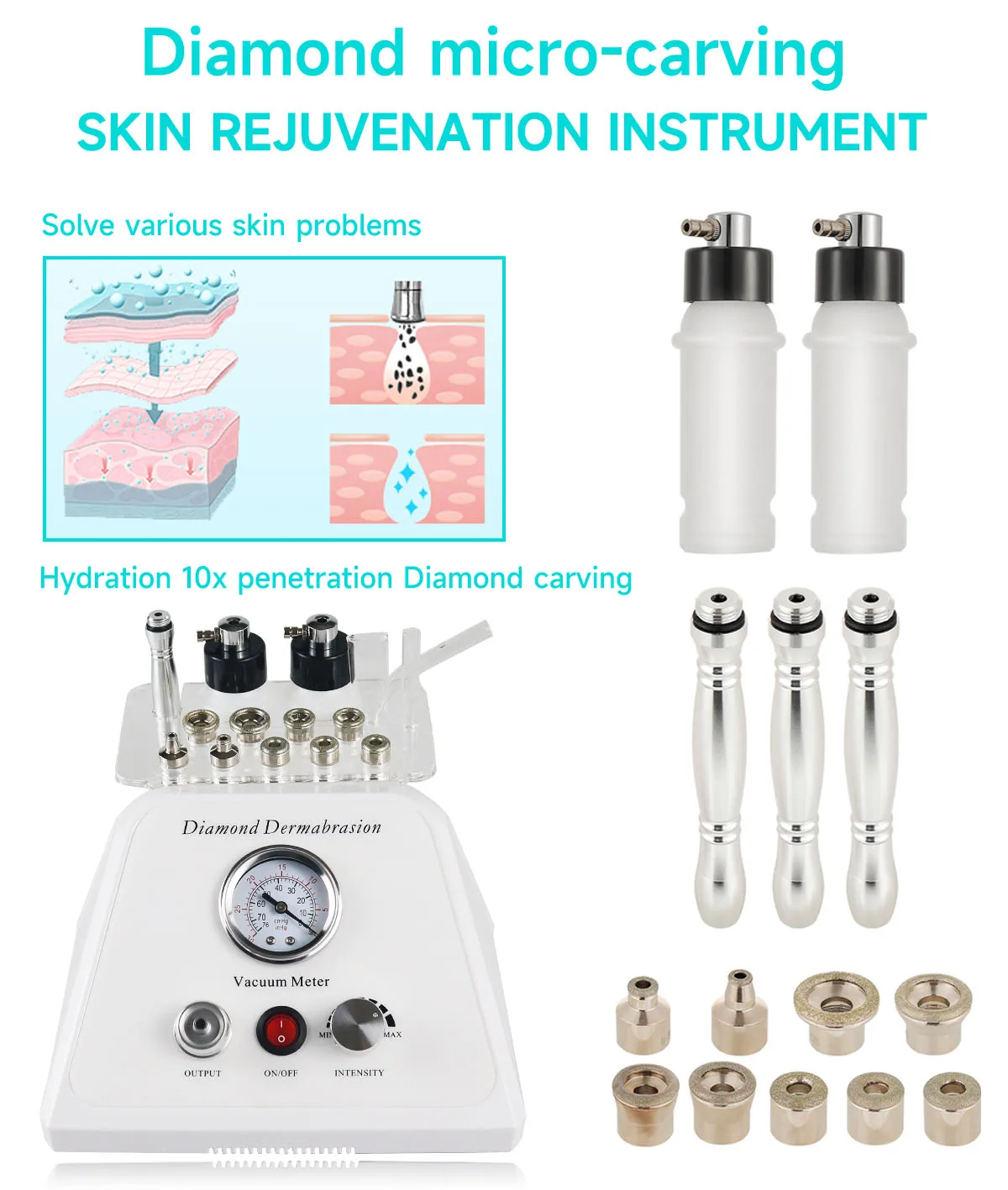 MEISIKANG Microdermabrasion Diamond Tip Water Peeling Face Deep Cleaning Vacuum Acne Blackhead Remover Dermabrasion Machine