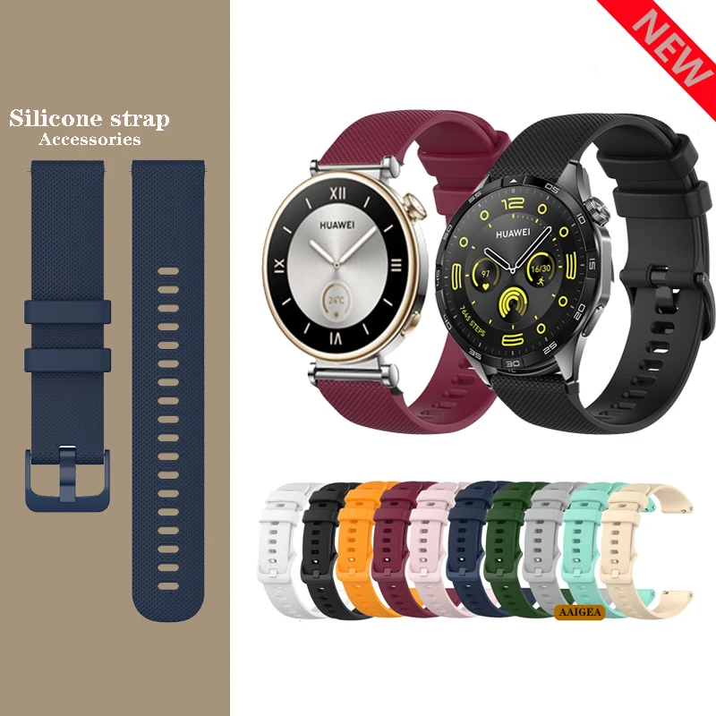 18mm 20mm 22mm Silicone Watch Band Strap for Huawei Watch GT 4 GT4 41mm 46mm / GT3 SE Pro / GT2 42mm 46mm