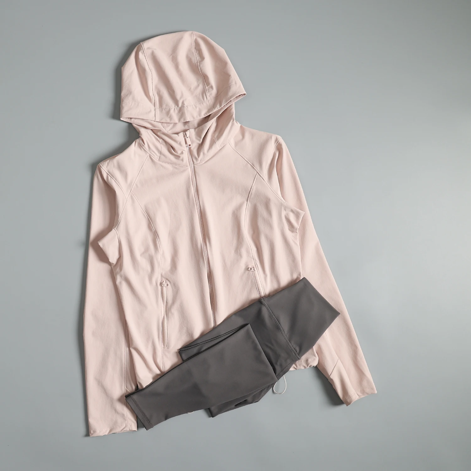 レディース-スポーツウェアセット-ハイウエスト-ヨガ-フィットネスウェア-速乾-フード付きジャケット-通気性-吸汗速乾-ランニング-トレーニング