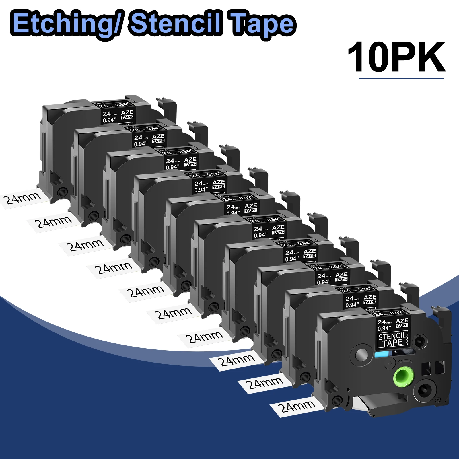 

3-10PK Etching Stencil Non-Laminated Tapes Compatible for Brother P-Touch STE-141 STE-151 STE-161 18/24/36mm Black Label Ribbon
