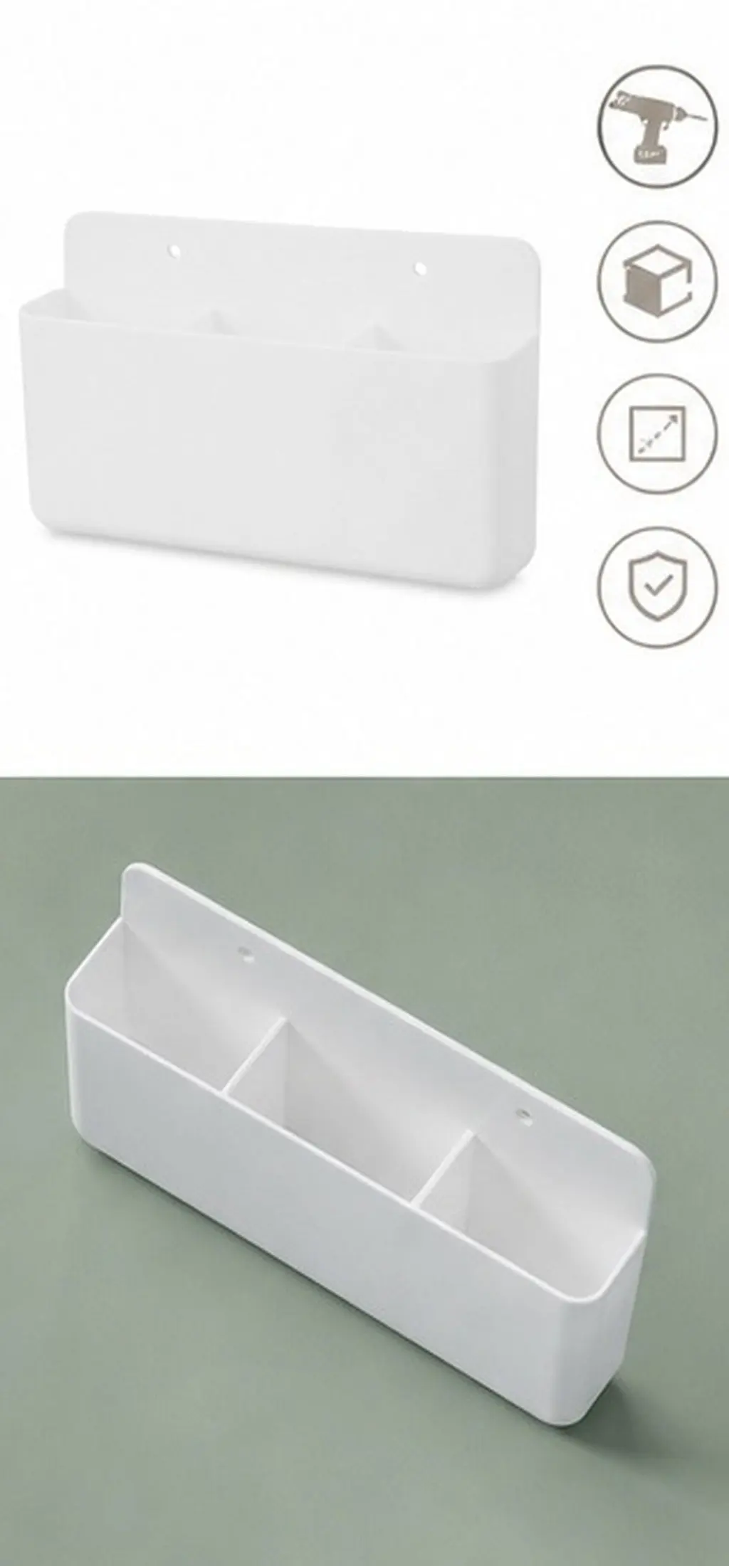 Plastic Wall Mounted Remote Holder 3-Grid Adhesive Storage Box Air Conditioning TV Remote Controller Organizer Multipurpose Rack
