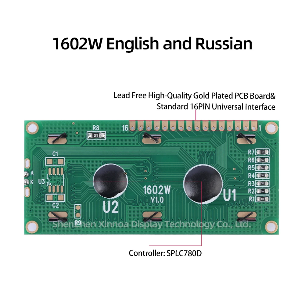 1602W LCD Display Screen Grey Film Blue Font English And Russian LCD Display Module 16X2 Large Window Multiple Word Libraries