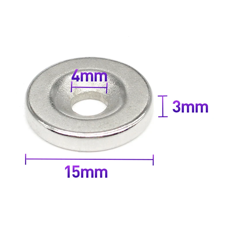 5/10/20/30/50/100PCS 15X3-4 mm Small Round Search Magnet 15X3 With Hole 15x3-4mm Countersunk Neodymium Magnet Disc 15*3-4 N35