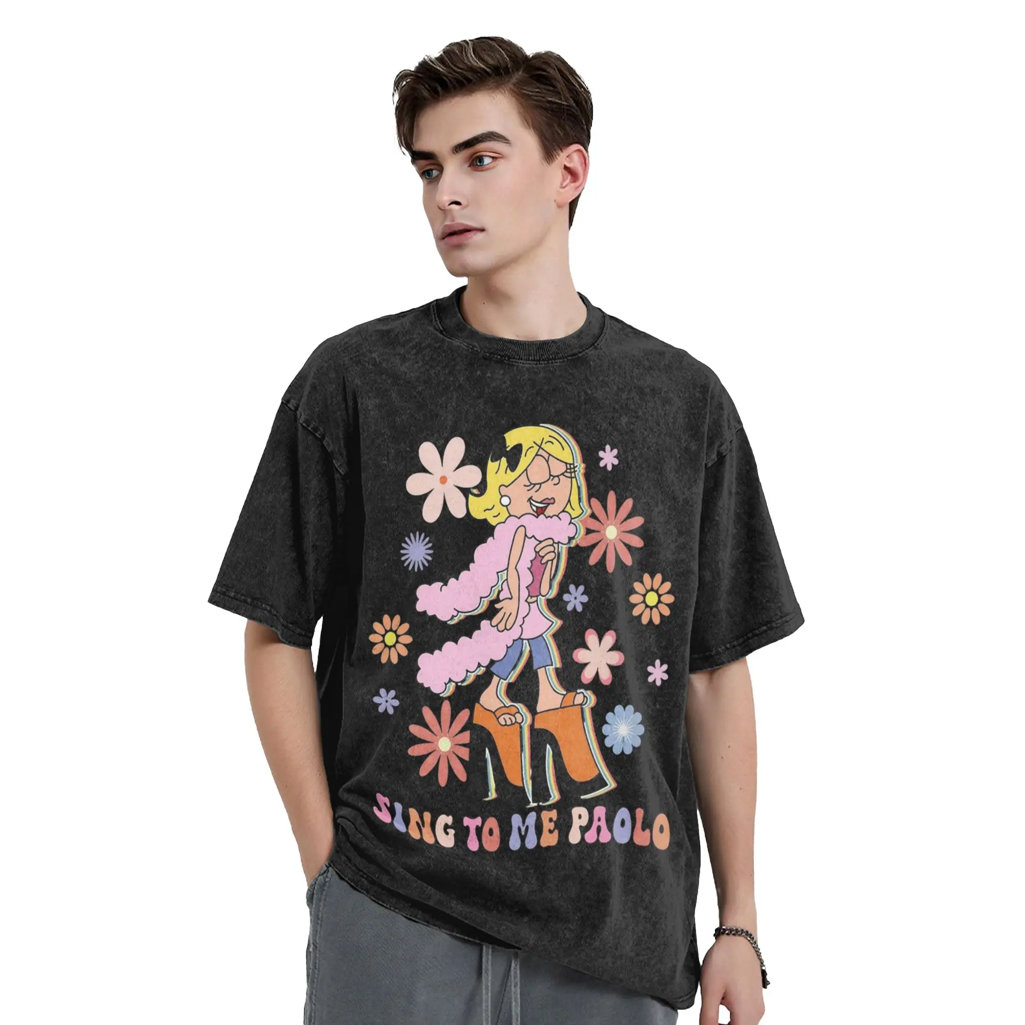 Man T-Shirt Sing To Me Paolo Lizzie McGuire, Lizzie Washed T Shirts Hip Hop  Summer Tee Shirt Streetwear Print Casual Tops Gift