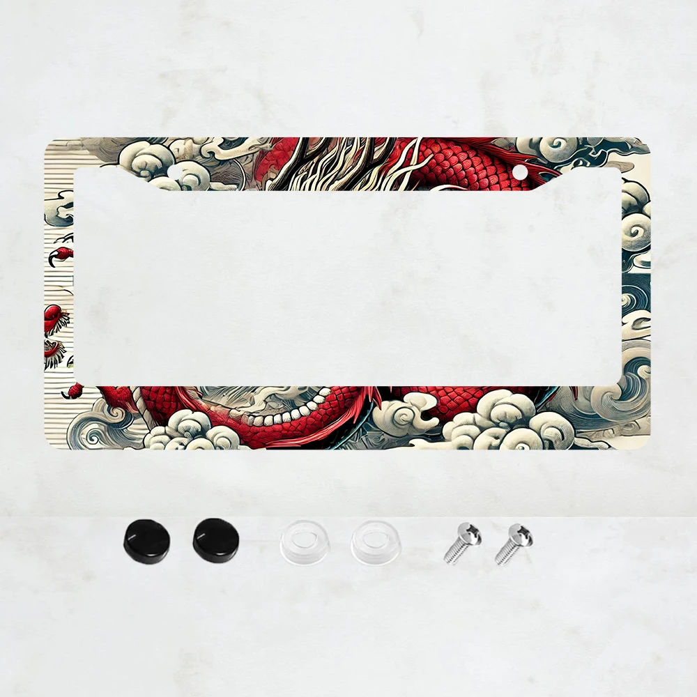 

Металлическая рамка для номерного знака «Красный дракон», 1 шт., водонепроницаемая, антикоррозийная, с креплением (6 x 12 дюймов)