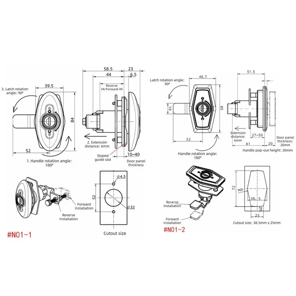 T-Handle Lock RV Cabinet Door Lock Ellipse Model Black Color Caravan Furniture Locks Compression Seal With 2 Keys view 6