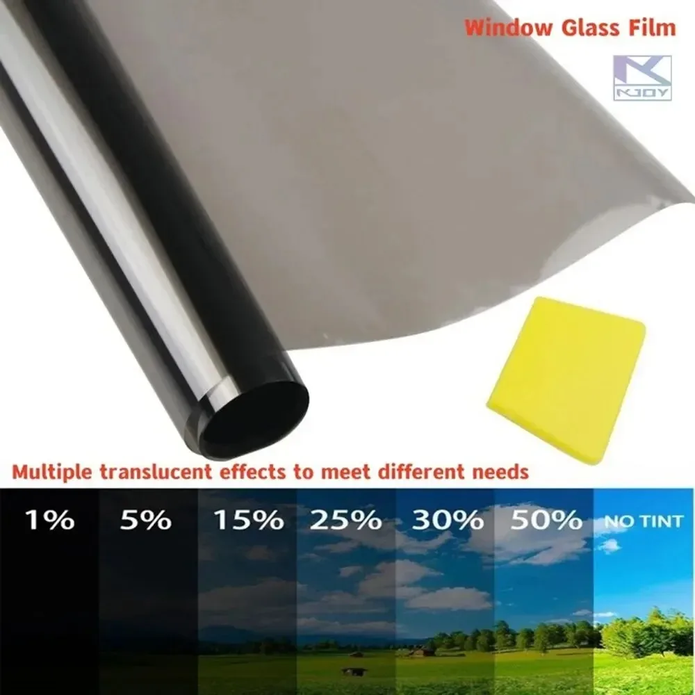 3m X 50cm UV Blocking Black Window Film Self-Adhesive Tint for Auto And Home Glass Heat Sun Protection