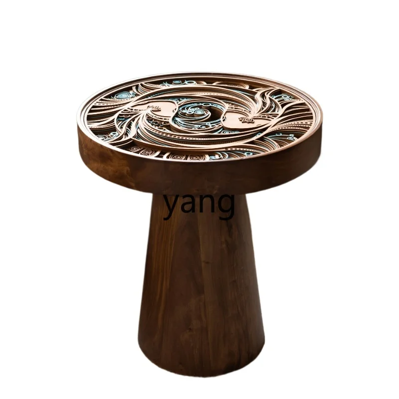 

LXL Folding Carving Creative Coffee Table High-Grade Light Luxury Modern Simple round Living Room Home Tea Table