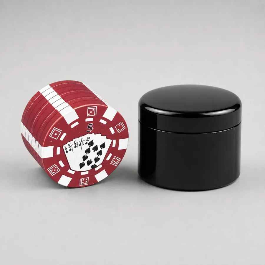 2inch 50mm Red Lucky Black Lucky Four Layer Metal Manual Herb Grinder Round Spice Crusher Kitchen Herb Preparation Grinding Tool